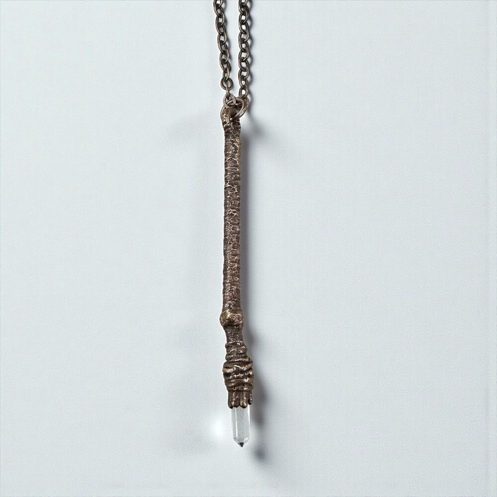 Crystal Wand Necklace Bronze Tone Witchy Spell Fantasy Mystical The Copper Newt - Picture 5 of 6